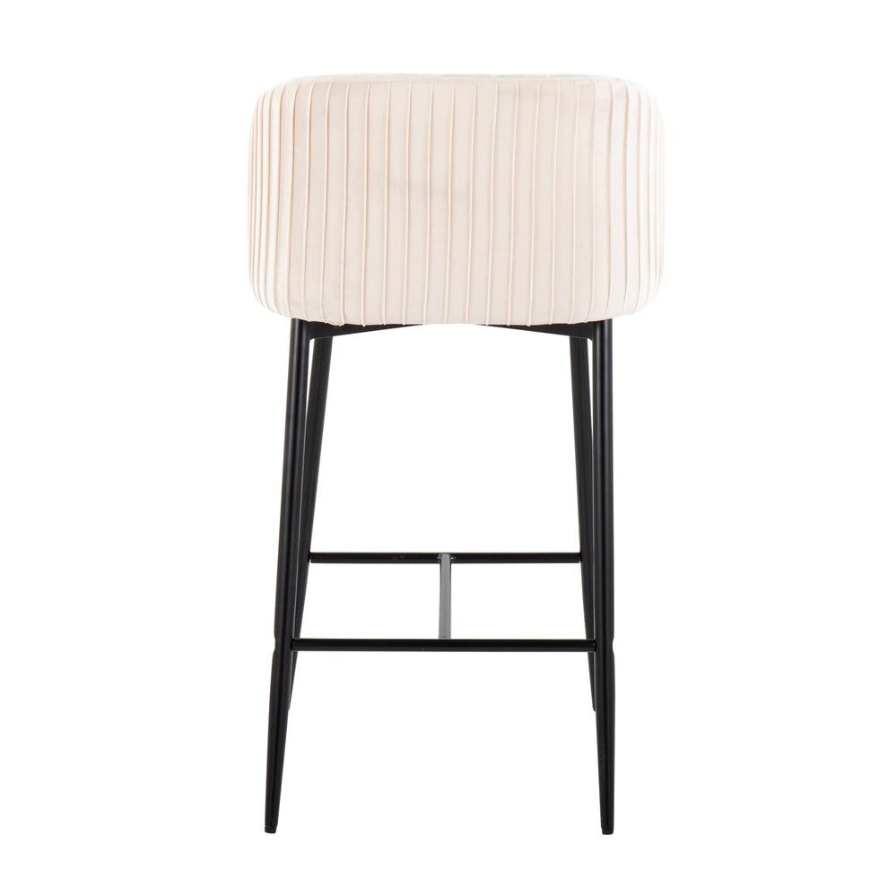 Fran Pleated Contemporary Fixed-Height Counter Stool in Black Metal and Green Velvet By LumiSource - Set of 2 | Counter Stools | Modishstore - 24