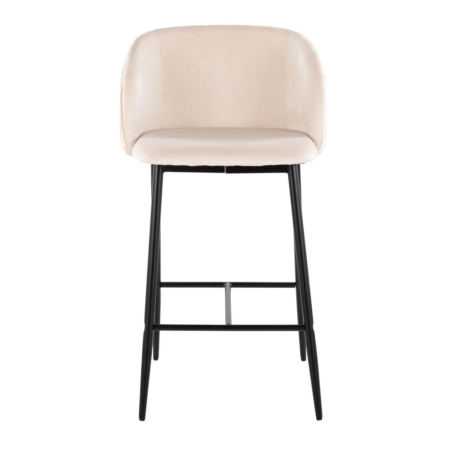 Fran Pleated Contemporary Fixed-Height Counter Stool in Black Metal and Green Velvet By LumiSource - Set of 2 | Counter Stools | Modishstore - 18