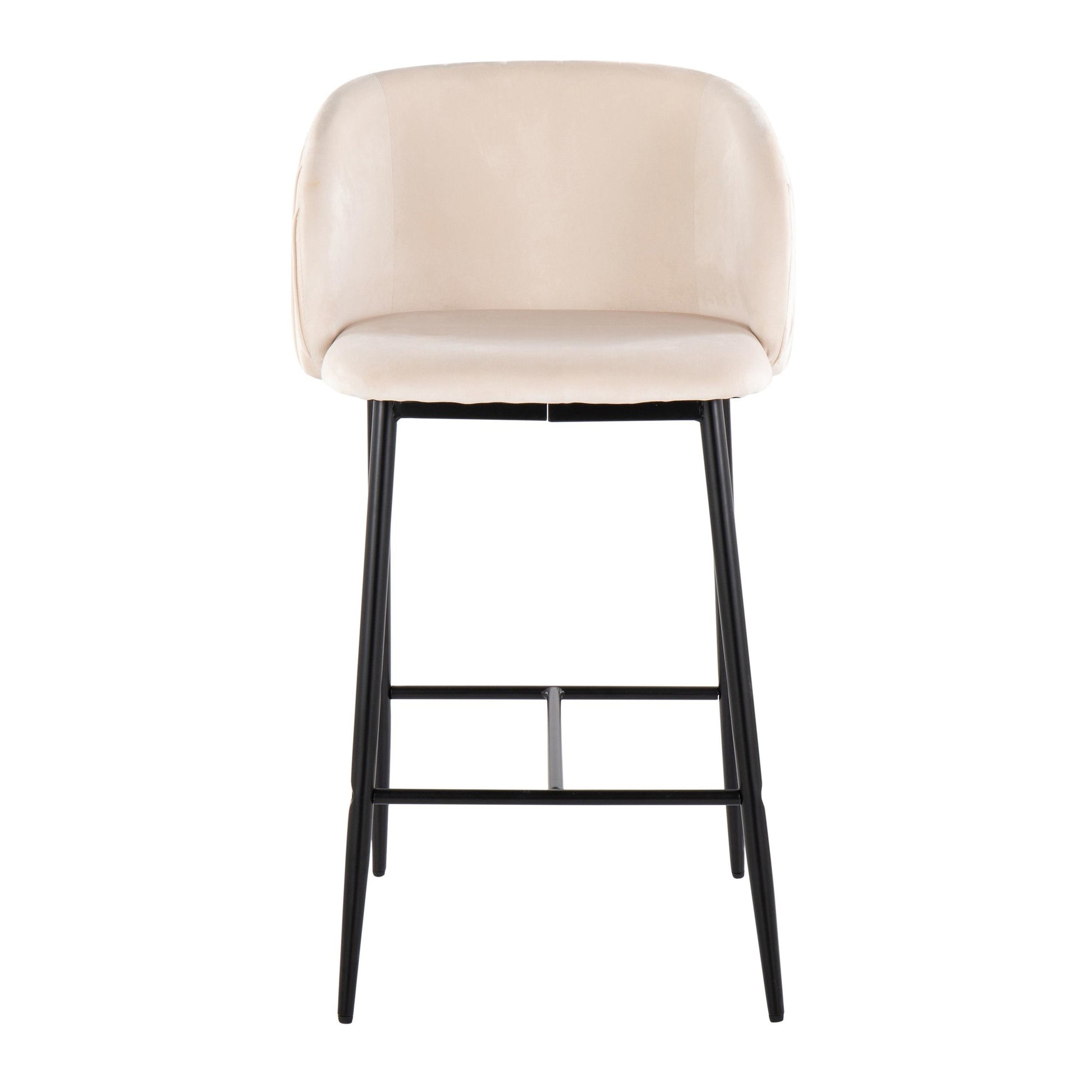 Fran Pleated Contemporary Fixed-Height Counter Stool in Black Metal and Green Velvet By LumiSource - Set of 2 | Counter Stools | Modishstore - 18