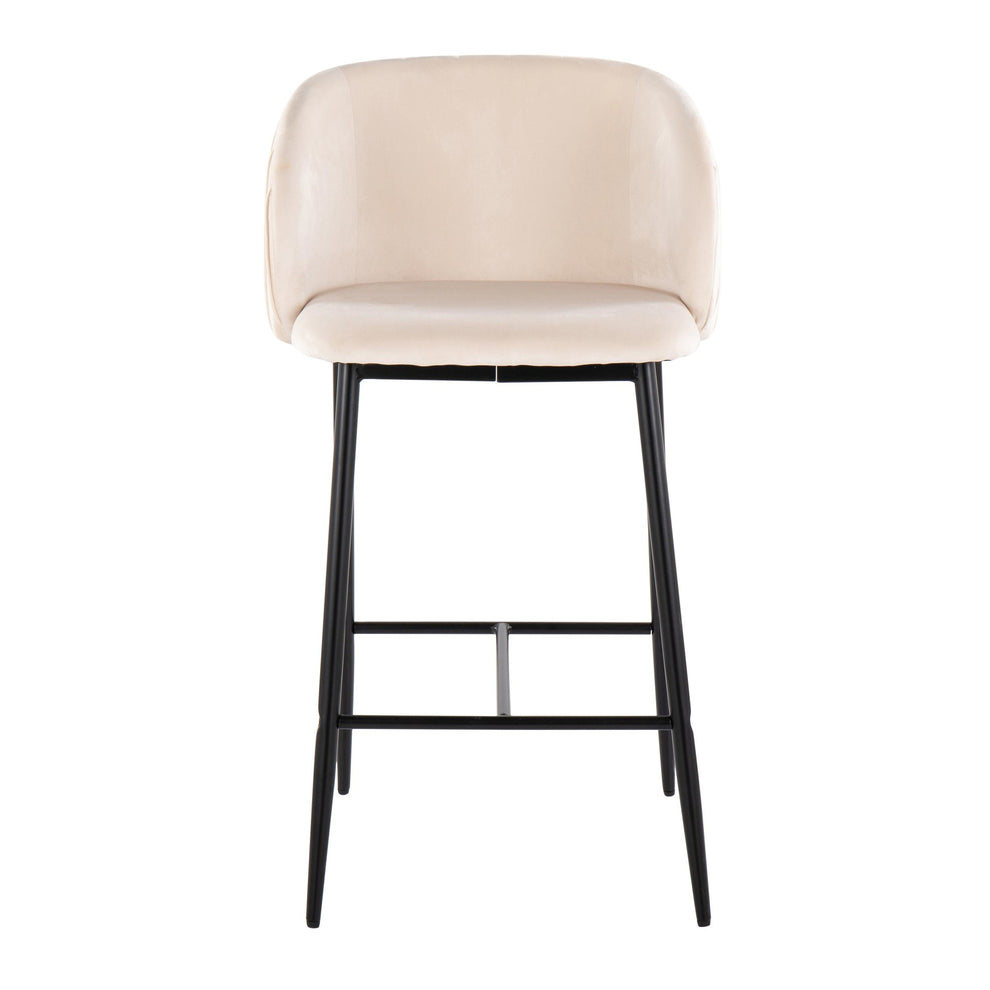 Fran Pleated Contemporary Fixed-Height Counter Stool in Black Metal and Green Velvet By LumiSource - Set of 2 | Counter Stools | Modishstore - 18