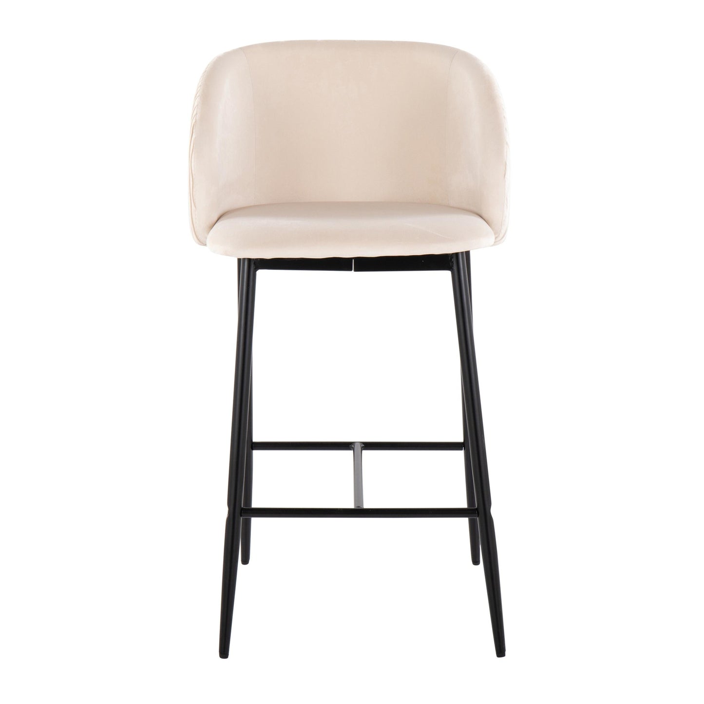 Fran Pleated Waves Contemporary Fixed-Height Counter Stool in Black Metal and Green Velvet By LumiSource - Set of 2 | Counter Stools | Modishstore - 18