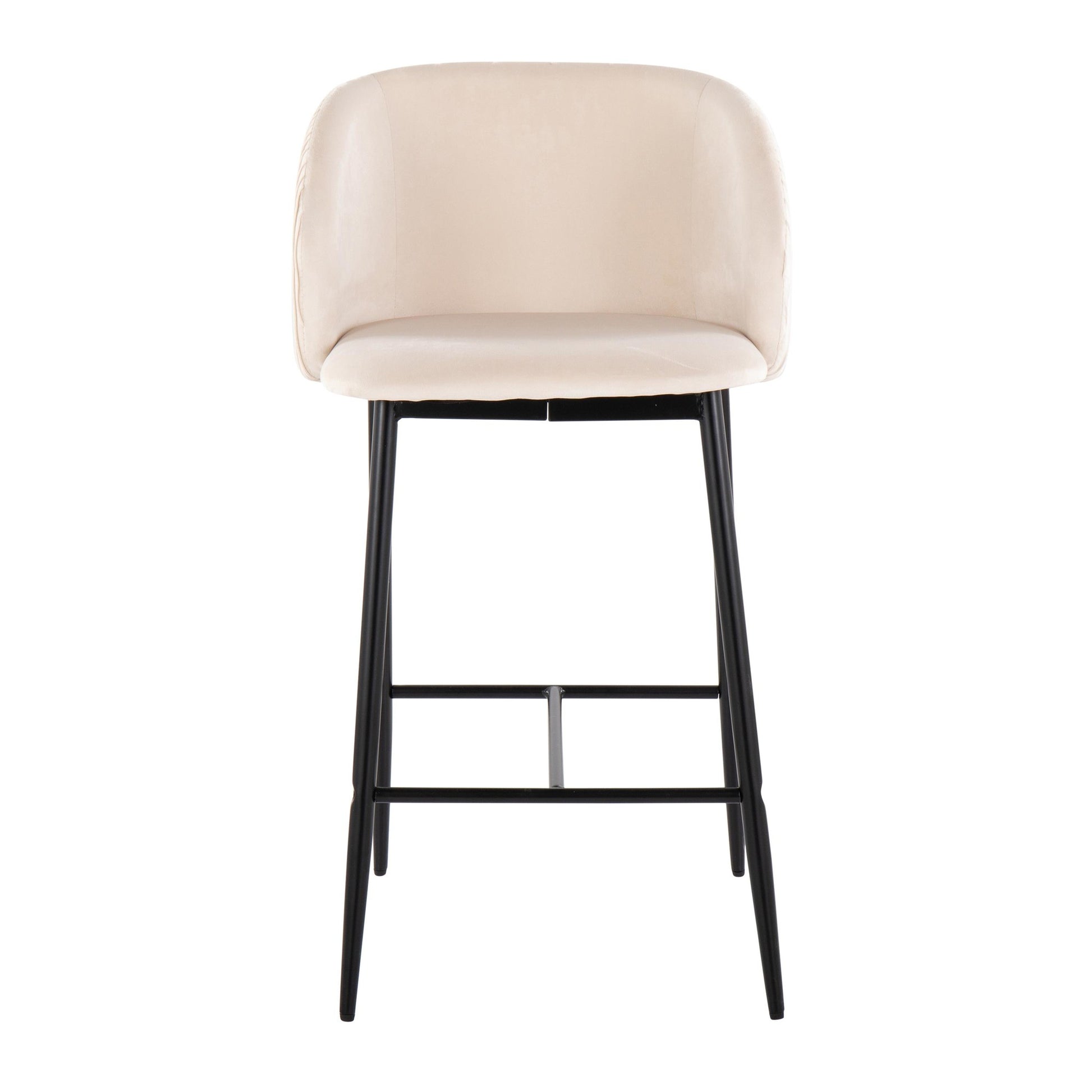 Fran Pleated Waves Contemporary Fixed-Height Counter Stool in Black Metal and Green Velvet By LumiSource - Set of 2 | Counter Stools | Modishstore - 18