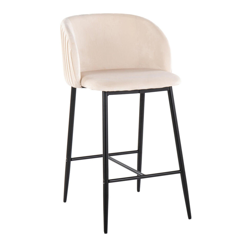 Fran Pleated Contemporary Fixed-Height Counter Stool in Black Metal and Green Velvet By LumiSource - Set of 2 | Counter Stools | Modishstore - 21