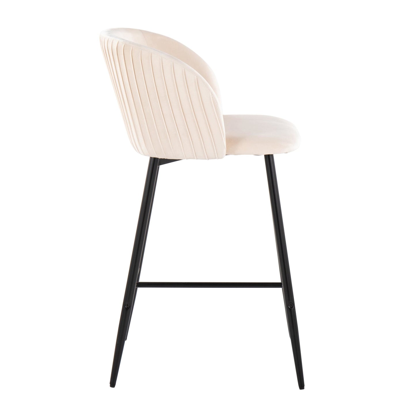 Fran Pleated Contemporary Fixed-Height Counter Stool in Black Metal and Green Velvet By LumiSource - Set of 2 | Counter Stools | Modishstore - 22