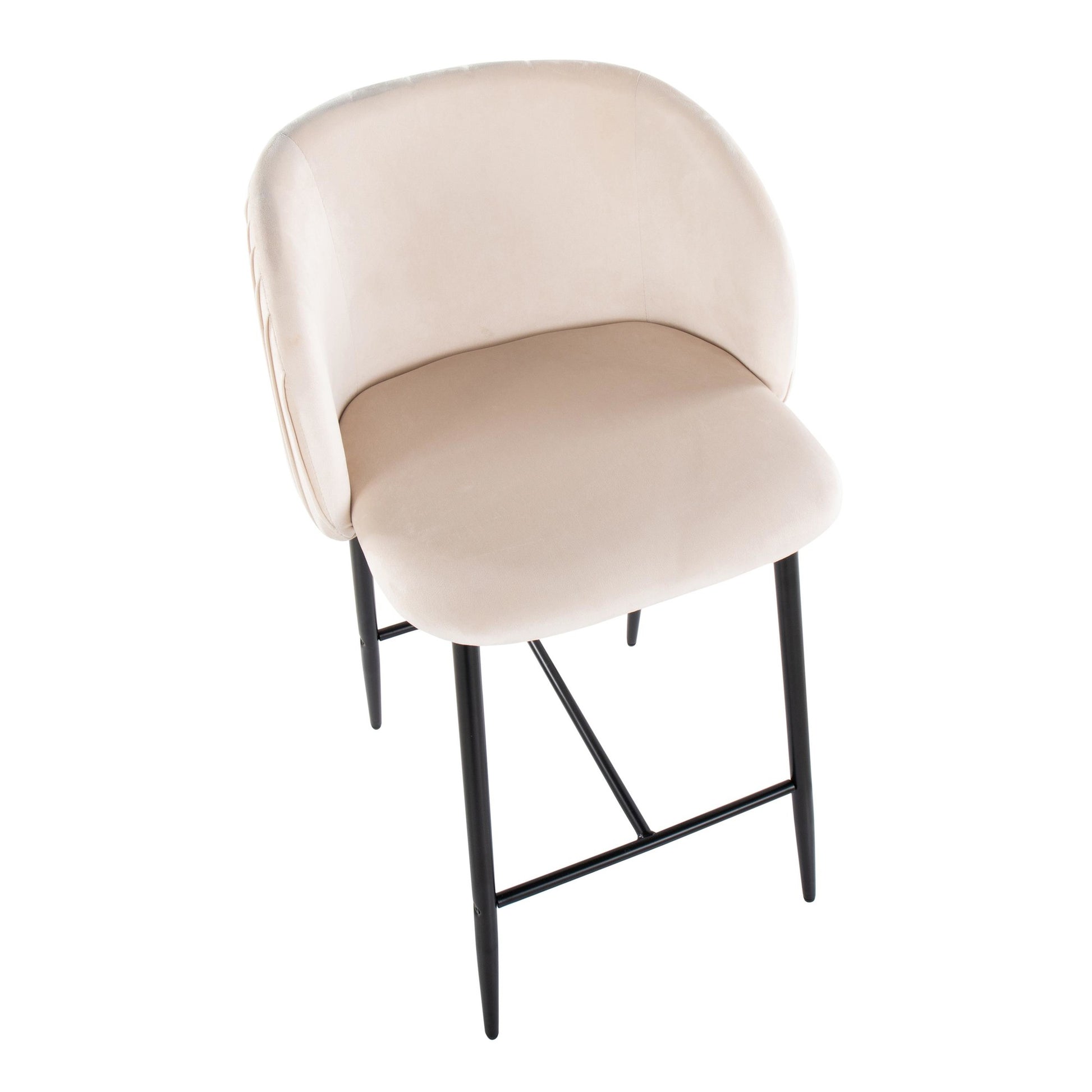 Fran Pleated Contemporary Fixed-Height Counter Stool in Black Metal and Green Velvet By LumiSource - Set of 2 | Counter Stools | Modishstore - 19