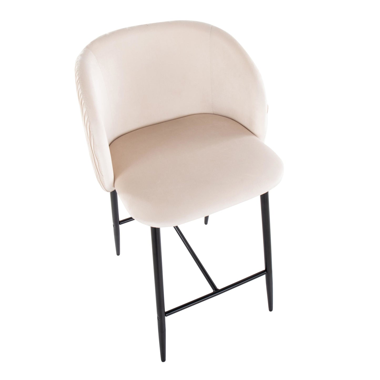 Fran Pleated Waves Contemporary Fixed-Height Counter Stool in Black Metal and Green Velvet By LumiSource - Set of 2 | Counter Stools | Modishstore - 19