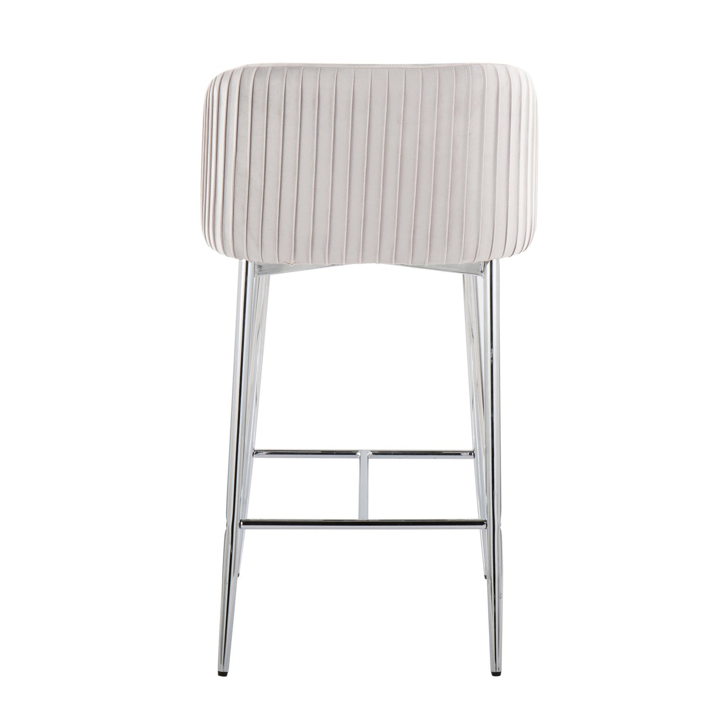 Fran Pleated Contemporary/Glam Fixed-Height Counter Stool in Chrome Metal and Green Velvet By LumiSource - Set of 2 | Counter Stools | Modishstore - 16