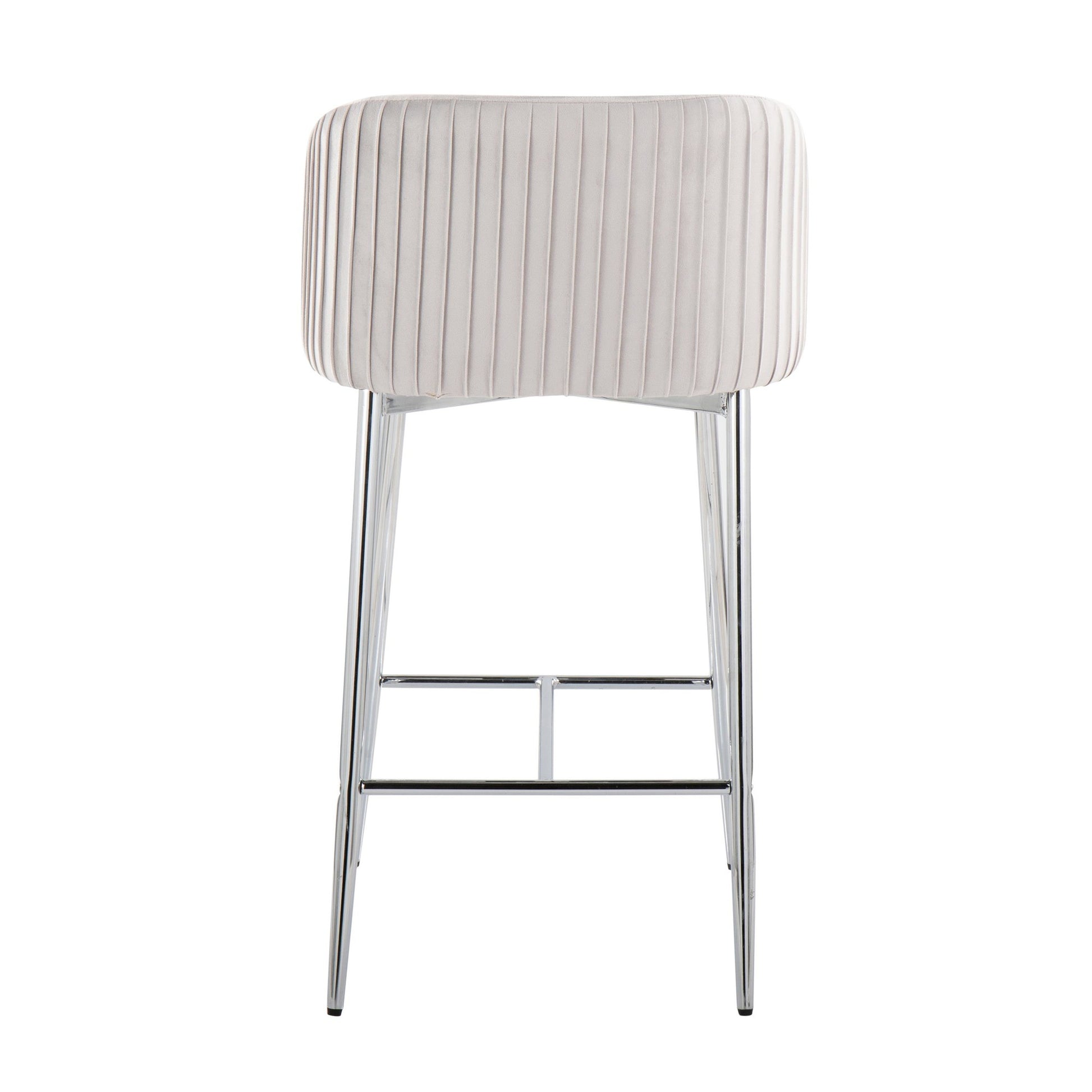 Fran Pleated Contemporary/Glam Fixed-Height Counter Stool in Chrome Metal and Green Velvet By LumiSource - Set of 2 | Counter Stools | Modishstore - 16