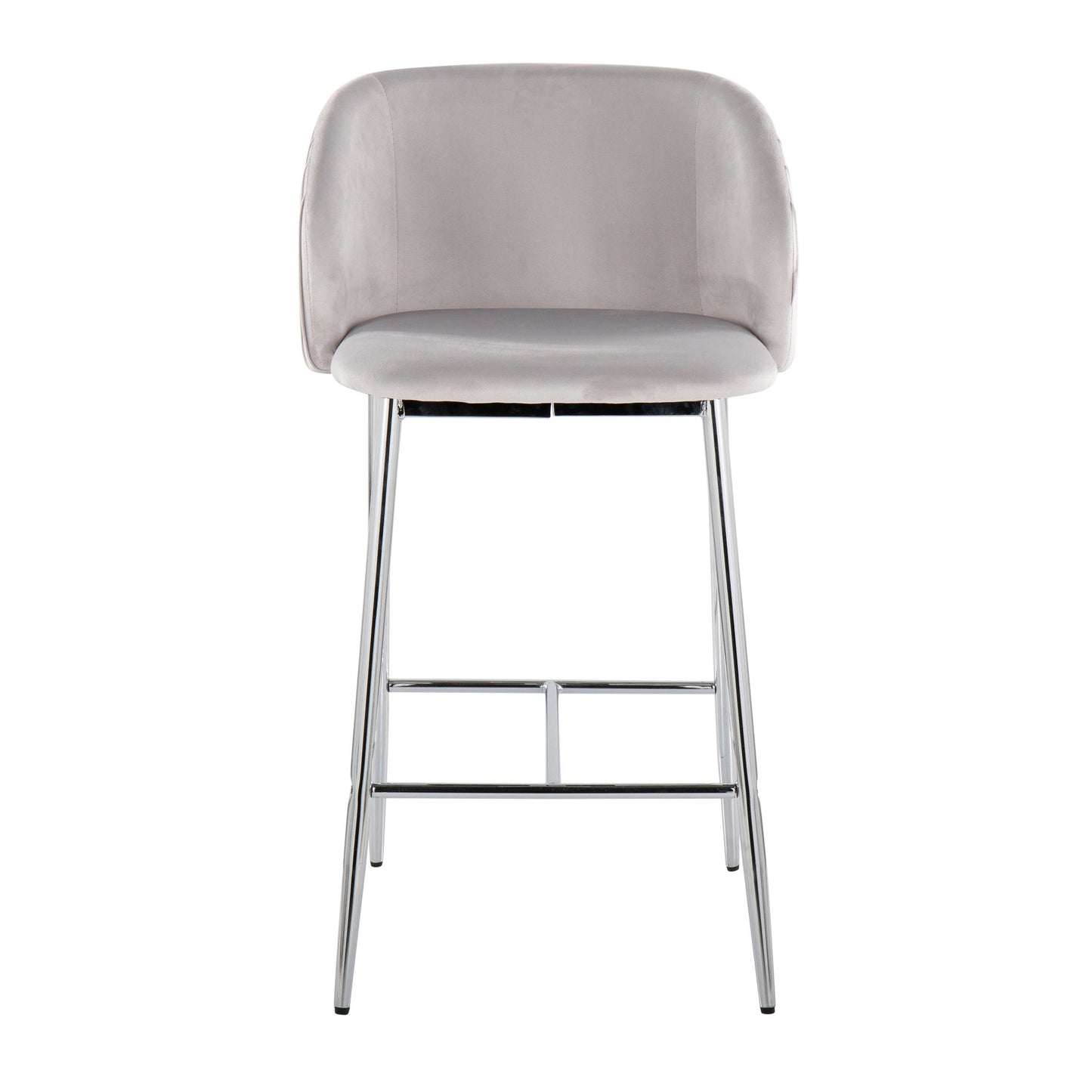 Fran Pleated Contemporary/Glam Fixed-Height Counter Stool in Chrome Metal and Green Velvet By LumiSource - Set of 2 | Counter Stools | Modishstore - 10