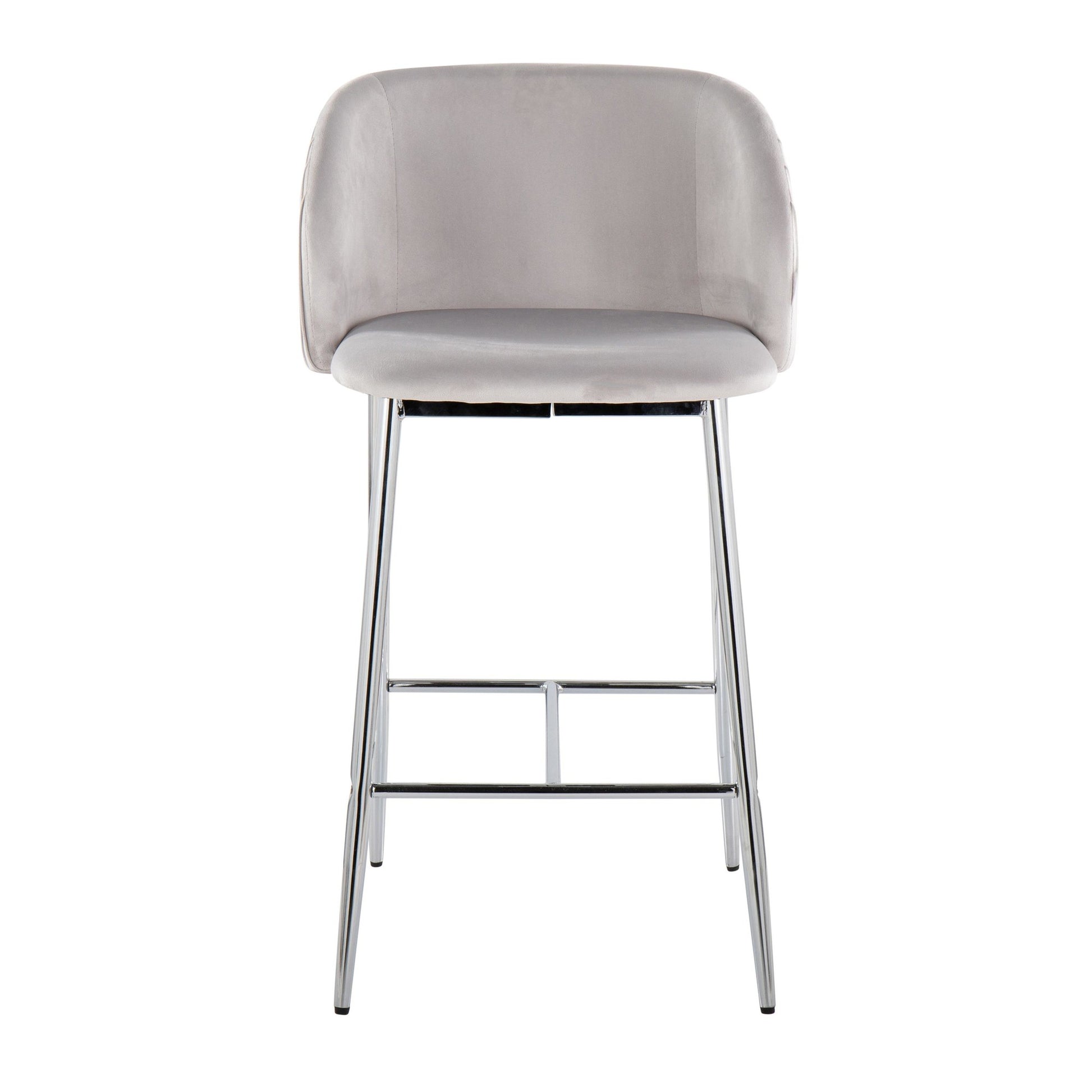 Fran Pleated Contemporary/Glam Fixed-Height Counter Stool in Chrome Metal and Green Velvet By LumiSource - Set of 2 | Counter Stools | Modishstore - 10