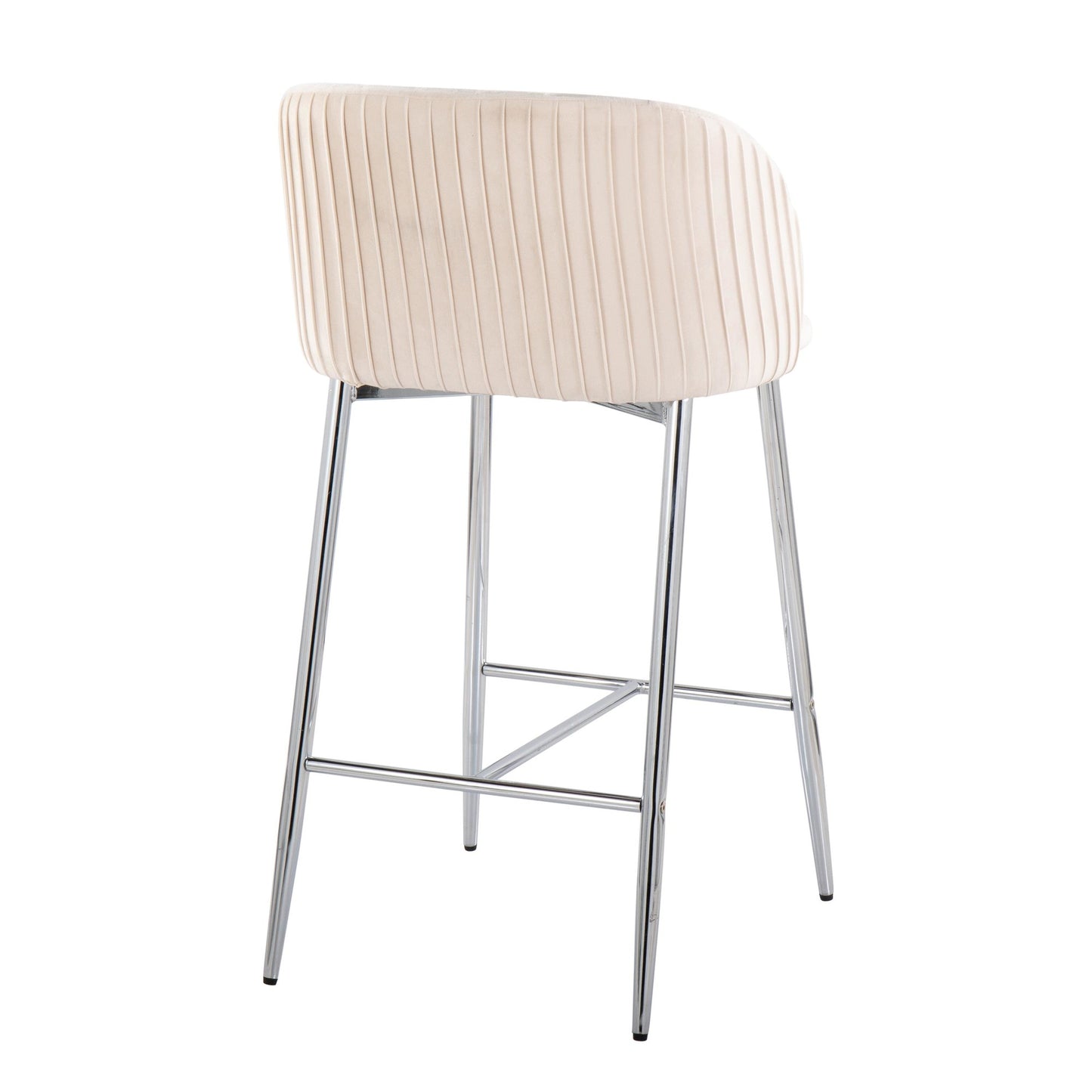 Fran Pleated Contemporary/Glam Fixed-Height Counter Stool in Chrome Metal and Green Velvet By LumiSource - Set of 2 | Counter Stools | Modishstore - 23