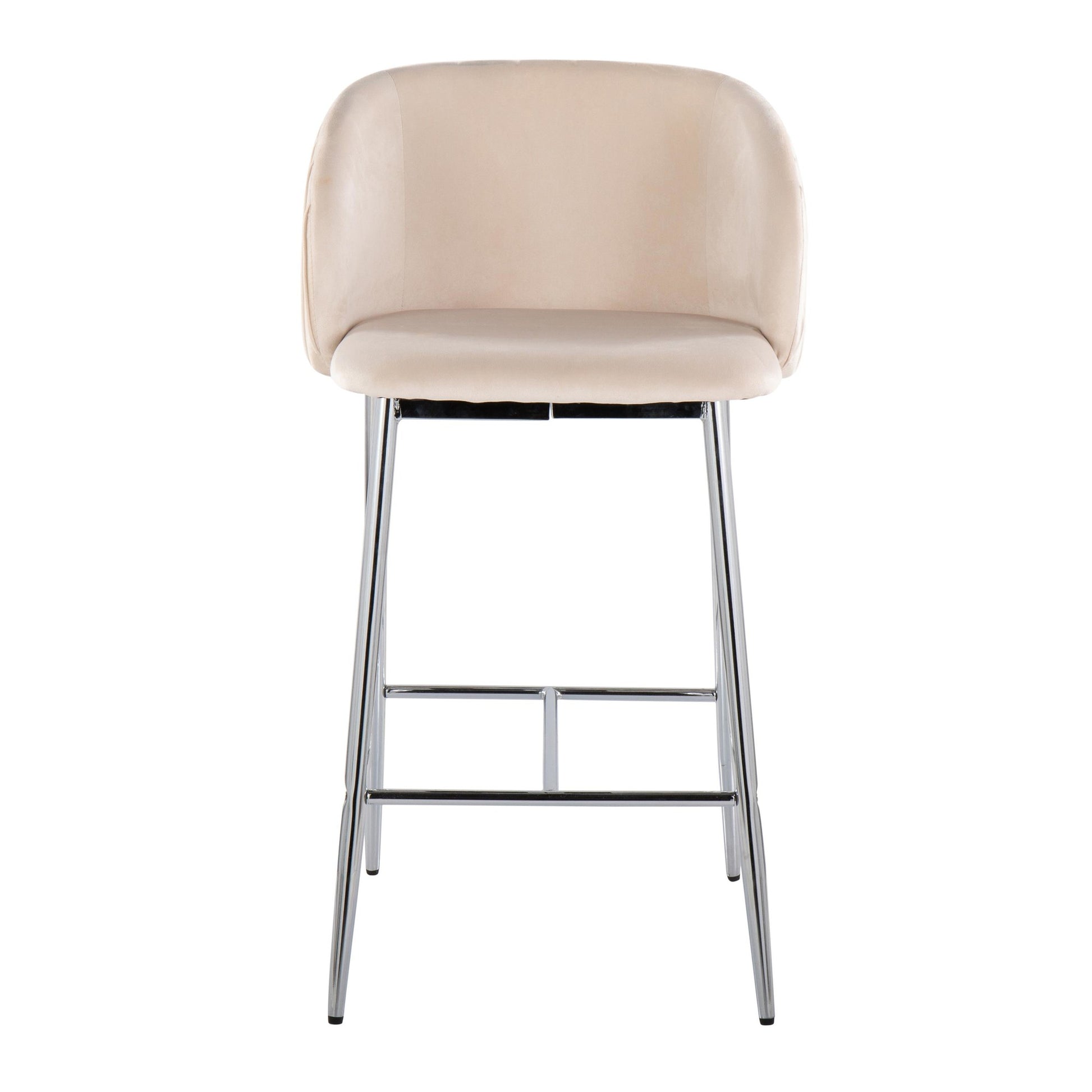 Fran Pleated Contemporary/Glam Fixed-Height Counter Stool in Chrome Metal and Green Velvet By LumiSource - Set of 2 | Counter Stools | Modishstore - 18