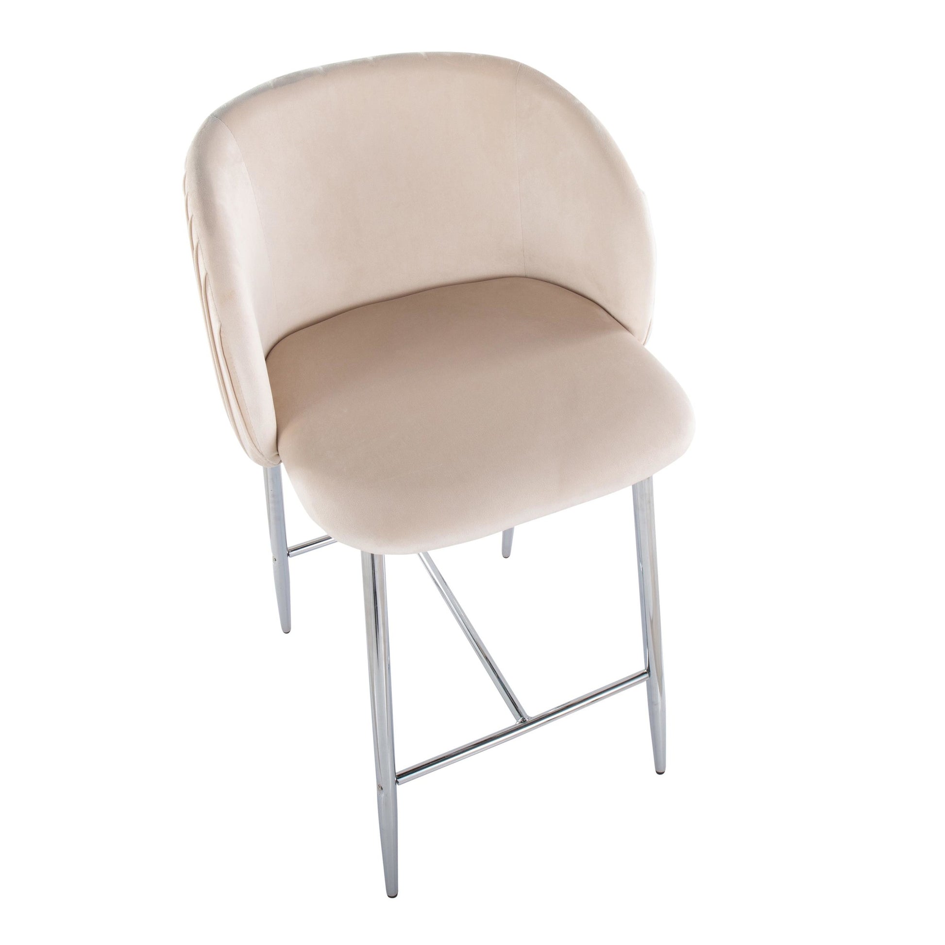 Fran Pleated Contemporary/Glam Fixed-Height Counter Stool in Chrome Metal and Green Velvet By LumiSource - Set of 2 | Counter Stools | Modishstore - 19