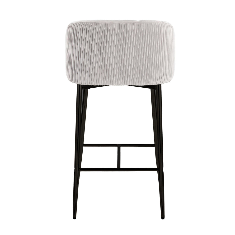 Fran Pleated Waves Contemporary Fixed-Height Counter Stool in Black Metal and Green Velvet By LumiSource - Set of 2 | Counter Stools | Modishstore - 16