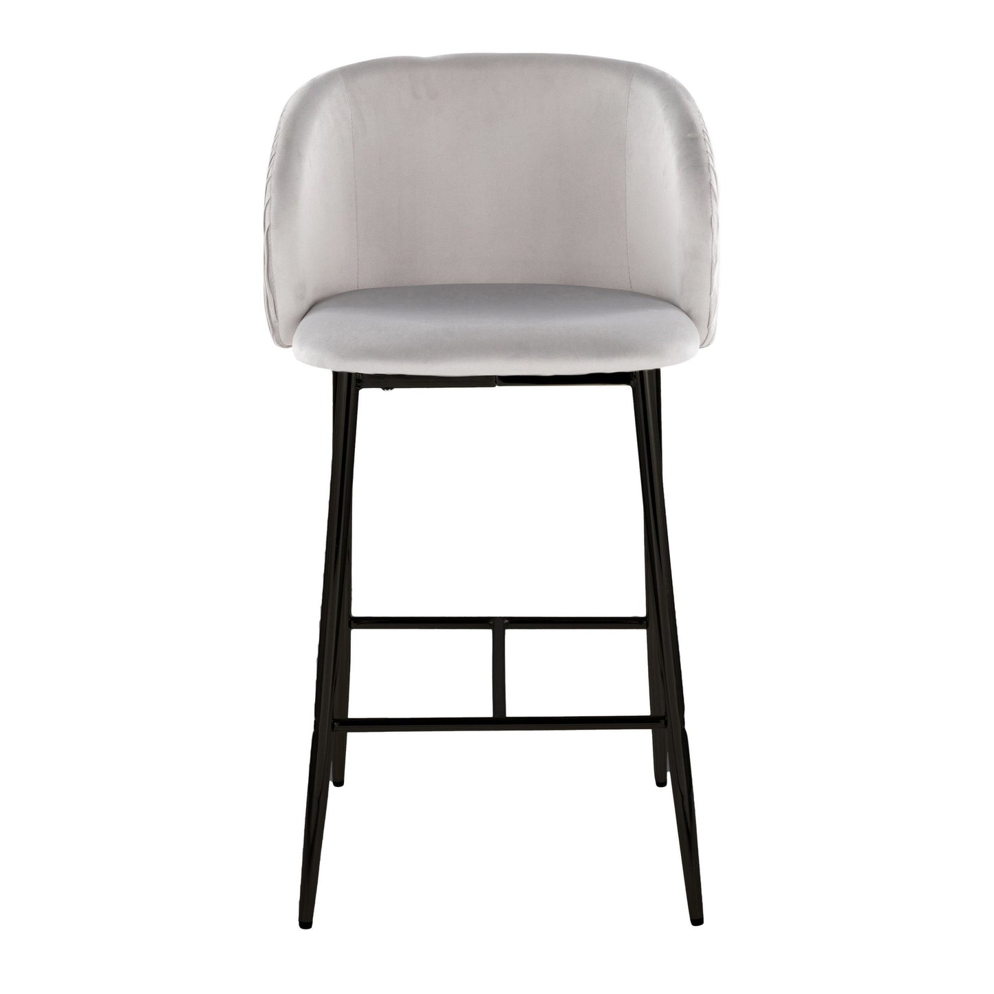 Fran Pleated Waves Contemporary Fixed-Height Counter Stool in Black Metal and Green Velvet By LumiSource - Set of 2 | Counter Stools | Modishstore - 10