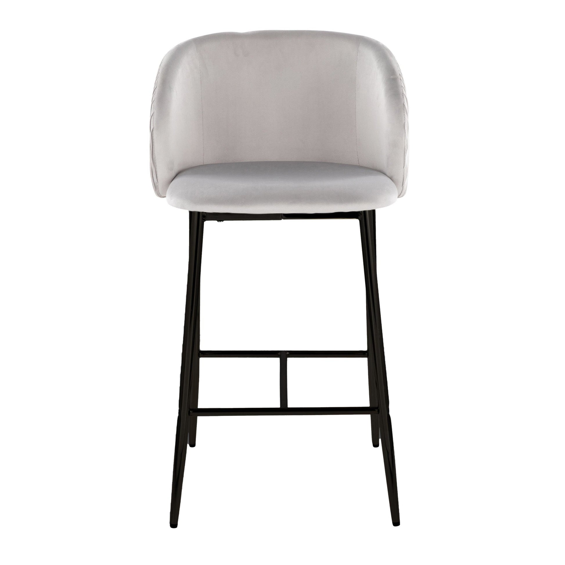 Fran Pleated Waves Contemporary Fixed-Height Counter Stool in Black Metal and Green Velvet By LumiSource - Set of 2 | Counter Stools | Modishstore - 10