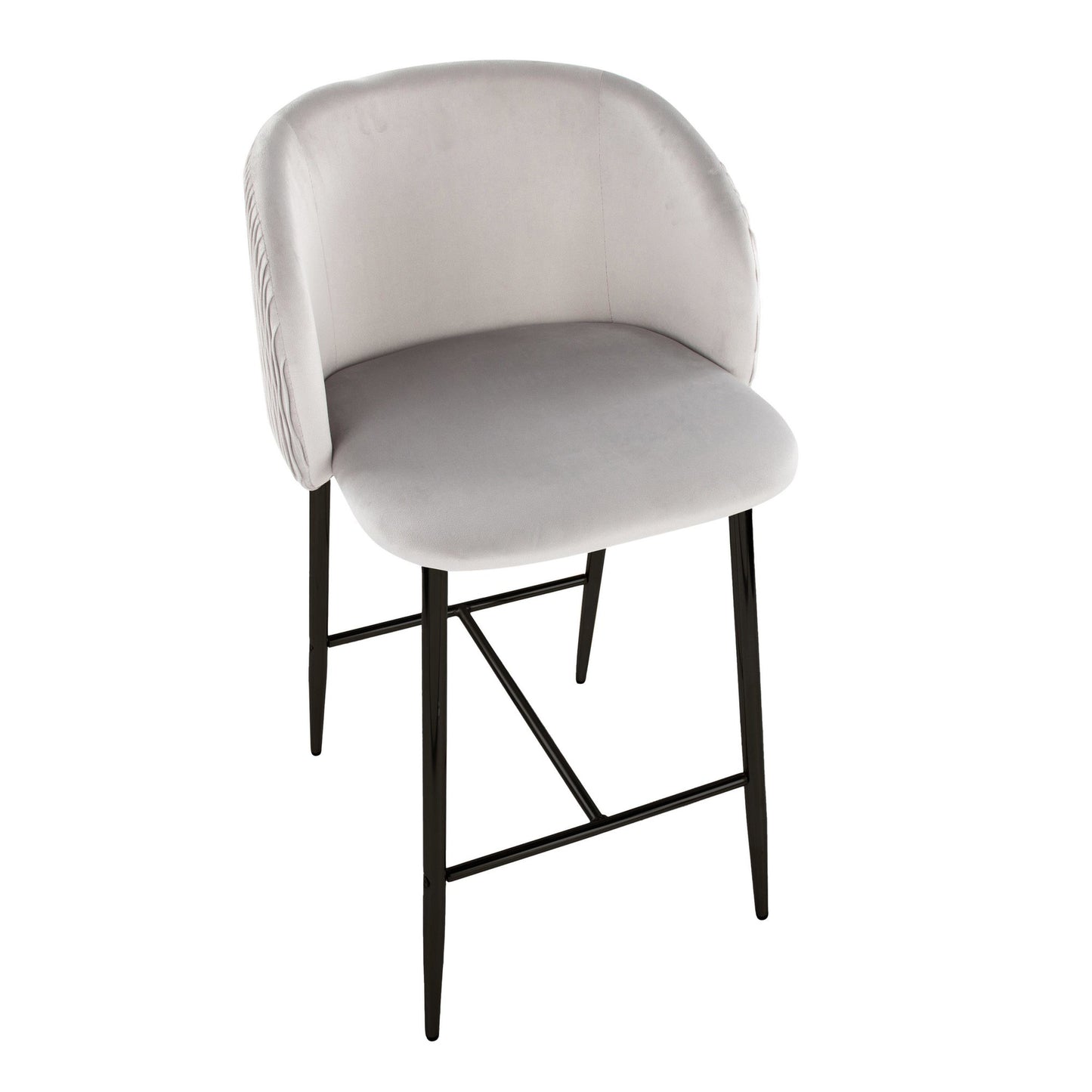 Fran Pleated Waves Contemporary Fixed-Height Counter Stool in Black Metal and Green Velvet By LumiSource - Set of 2 | Counter Stools | Modishstore - 11