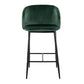 Fran Pleated Contemporary Fixed-Height Counter Stool in Black Metal and Green Velvet By LumiSource - Set of 2 | Counter Stools | Modishstore - 2