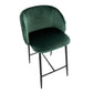 Fran Pleated Contemporary Fixed-Height Counter Stool in Black Metal and Green Velvet By LumiSource - Set of 2 | Counter Stools | Modishstore - 3
