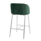 Fran Pleated Contemporary/Glam Fixed-Height Counter Stool in Chrome Metal and Green Velvet By LumiSource - Set of 2 | Counter Stools | Modishstore - 7