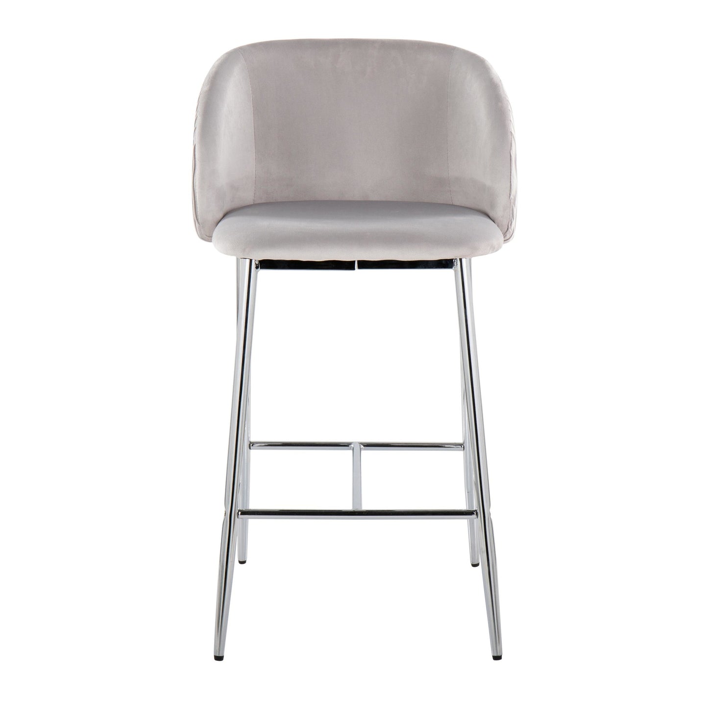 Fran Pleated Waves Contemporary/Glam Fixed-Height Counter Stool in Chrome Metal and Green Velvet By LumiSource - Set of 2 | Counter Stools | Modishstore - 10