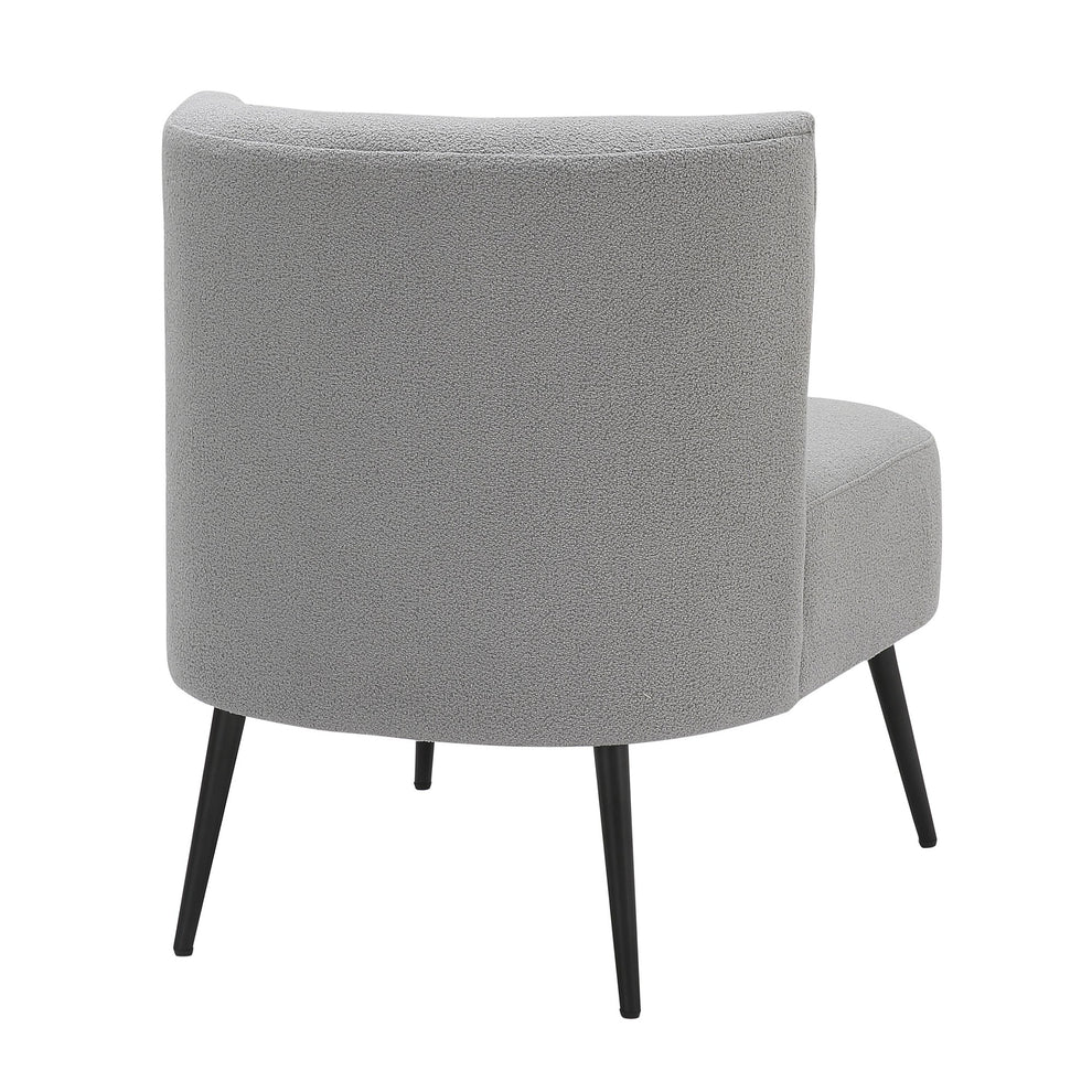 Fran Contemporary Slipper Chair in Black Metal and Light Grey Sherpa Fabric By LumiSource | Side Chairs | Modishstore - 6