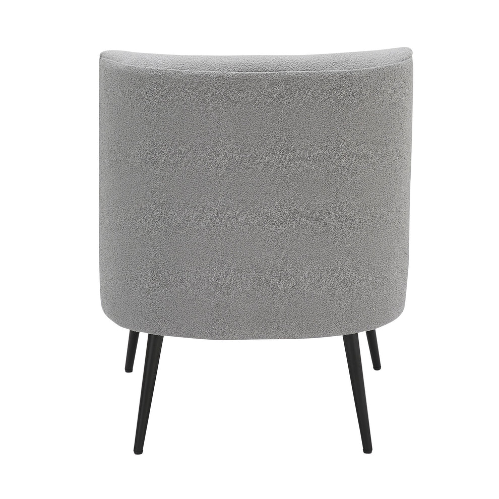 Fran Contemporary Slipper Chair in Black Metal and Light Grey Sherpa Fabric By LumiSource | Side Chairs | Modishstore - 7