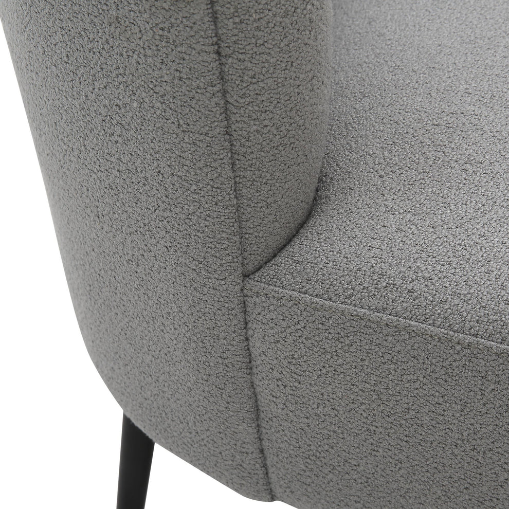 Fran Contemporary Slipper Chair in Black Metal and Light Grey Sherpa Fabric By LumiSource | Side Chairs | Modishstore - 3