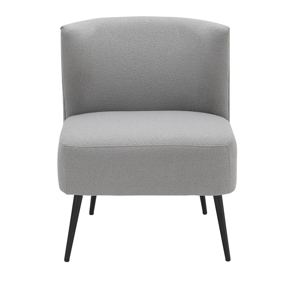 Fran Contemporary Slipper Chair in Black Metal and Light Grey Sherpa Fabric By LumiSource | Side Chairs | Modishstore - 8