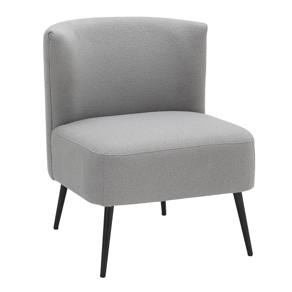 Fran Contemporary Slipper Chair in Black Metal and Light Grey Sherpa Fabric By LumiSource | Side Chairs | Modishstore