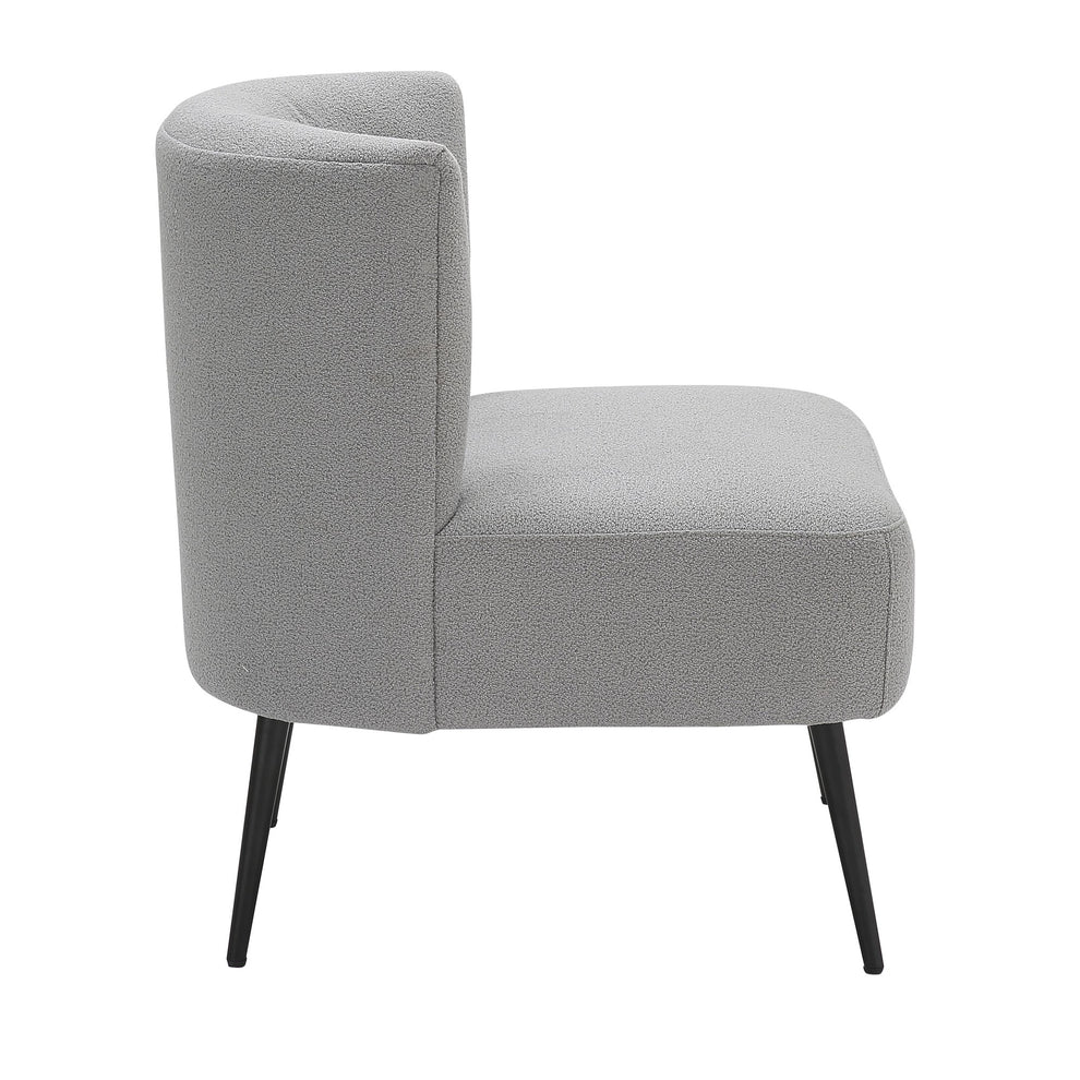 Fran Contemporary Slipper Chair in Black Metal and Light Grey Sherpa Fabric By LumiSource | Side Chairs | Modishstore - 5