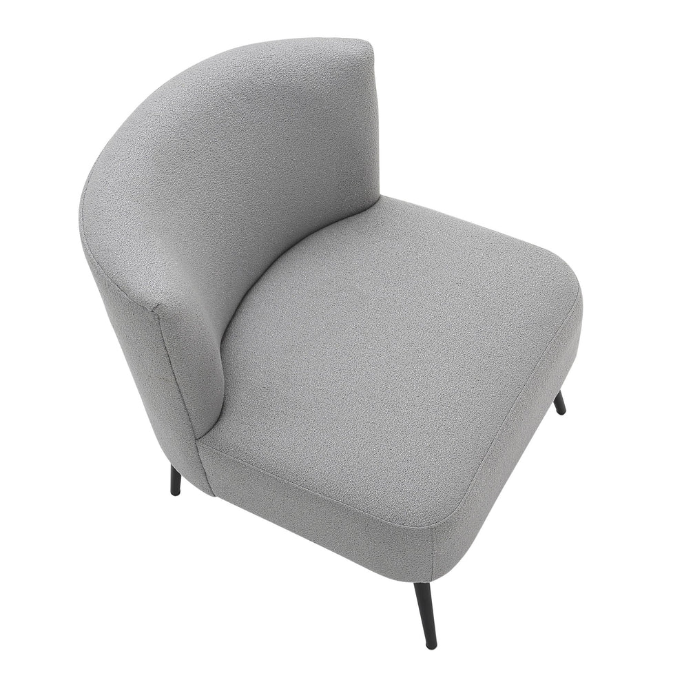 Fran Contemporary Slipper Chair in Black Metal and Light Grey Sherpa Fabric By LumiSource | Side Chairs | Modishstore - 2