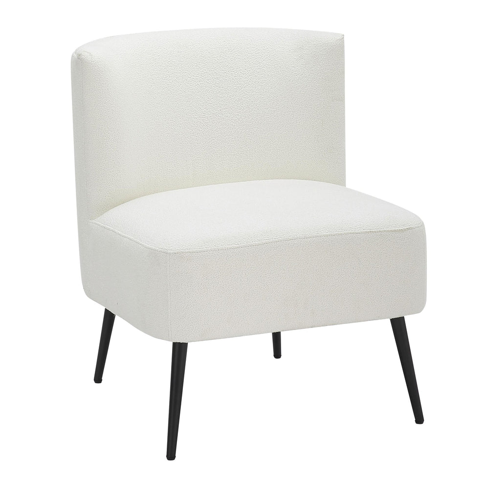Fran Contemporary Slipper Chair in Black Metal and Light Grey Sherpa Fabric By LumiSource | Side Chairs | Modishstore - 9