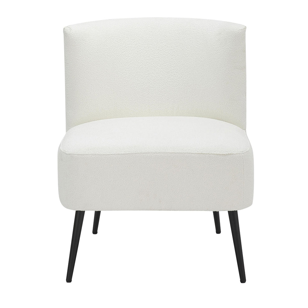Fran Contemporary Slipper Chair in Black Metal and Light Grey Sherpa Fabric By LumiSource | Side Chairs | Modishstore - 16