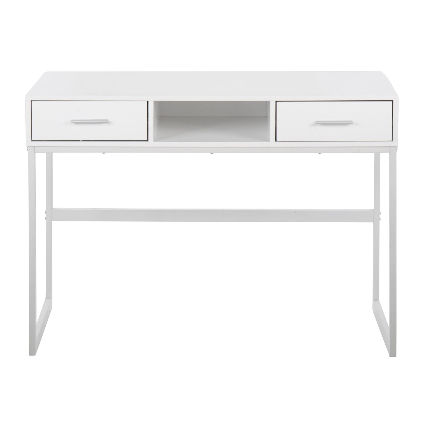 Franklin Contemporary Console Table in White Metal and White Wood By LumiSource | Console Tables | Modishstore - 4