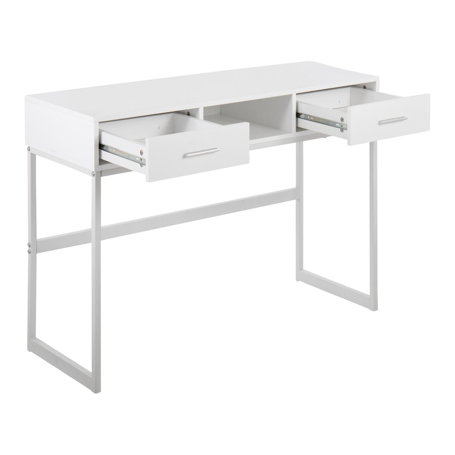 Franklin Contemporary Console Table in White Metal and White Wood By LumiSource | Console Tables | Modishstore - 8