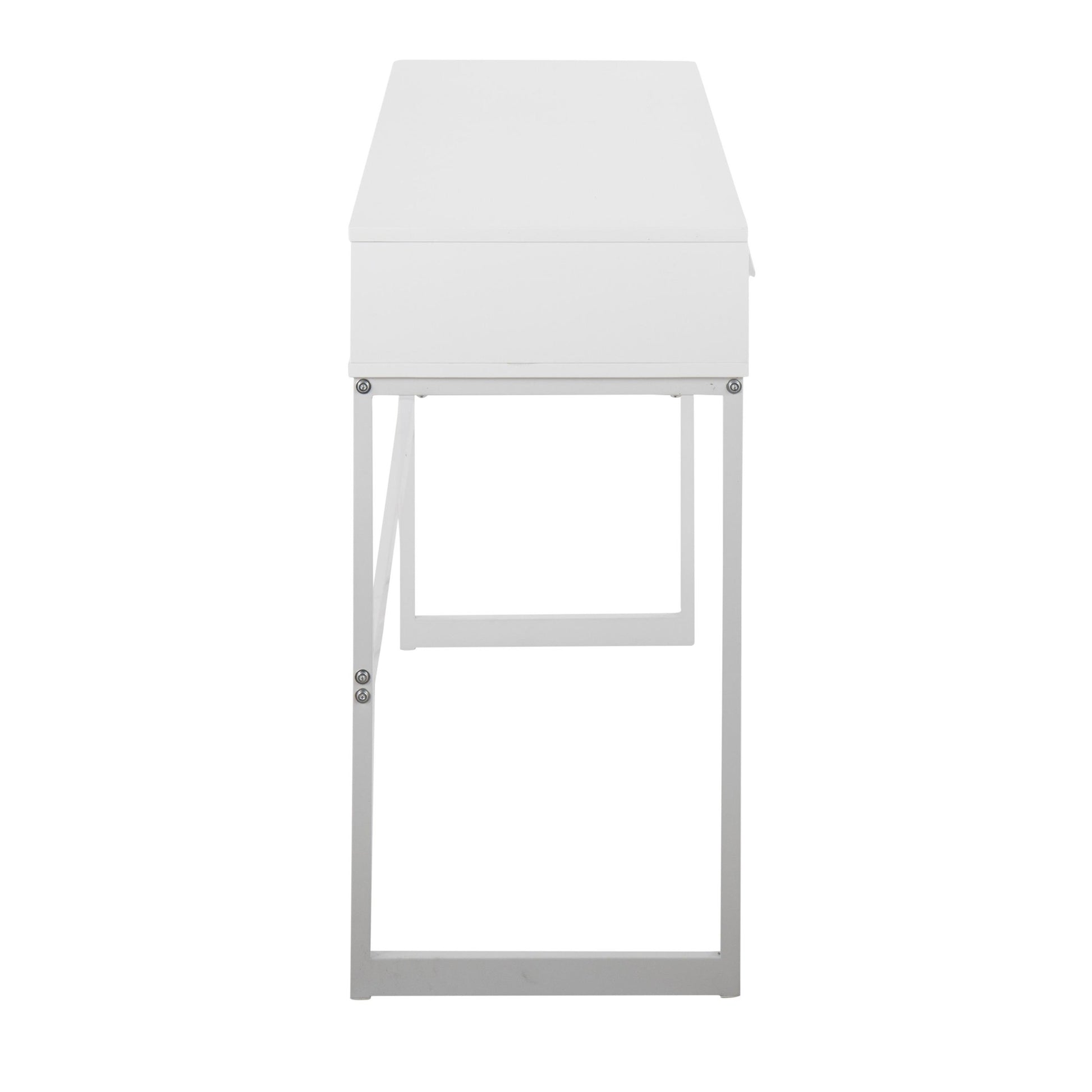 Franklin Contemporary Console Table in White Metal and White Wood By LumiSource | Console Tables | Modishstore - 9