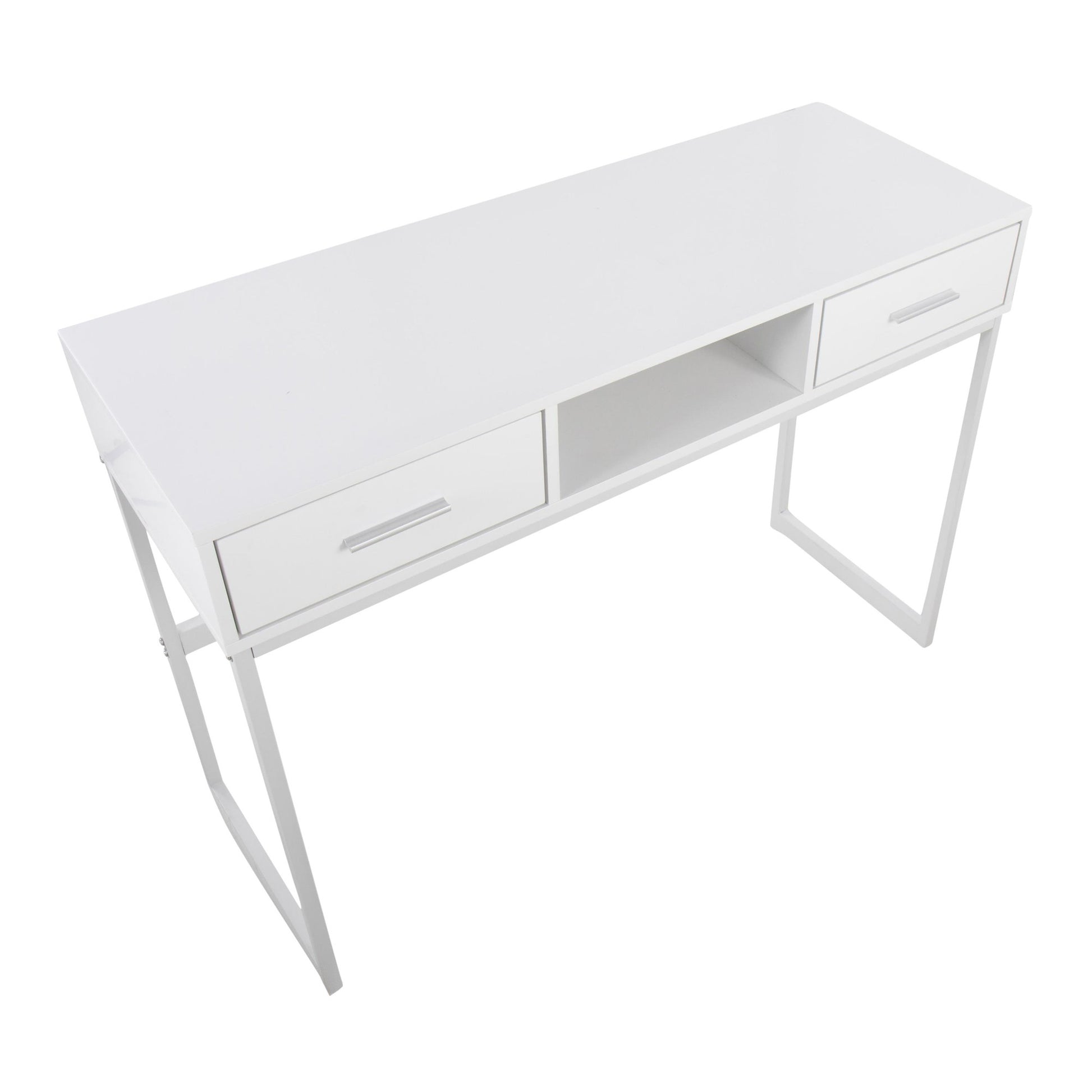 Franklin Contemporary Console Table in White Metal and White Wood By LumiSource | Console Tables | Modishstore - 5
