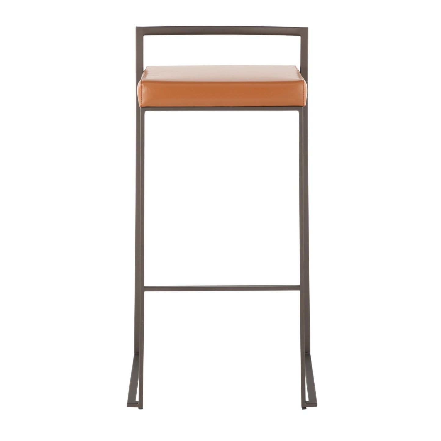 Fuji Industrial Stackable Barstool in Antique with Camel Faux Leather Cushion By LumiSource - Set of 2 | Bar Stools | Modishstore - 8
