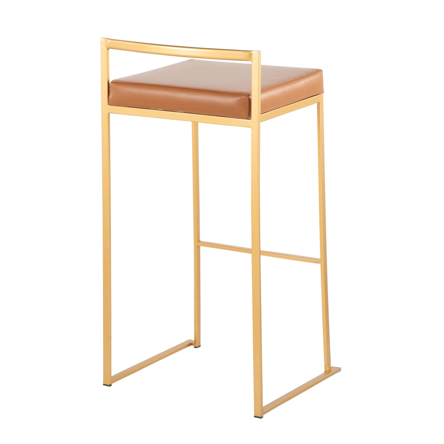 Fuji Contemporary Barstool in Gold with Camel Faux Leather By LumiSource - Set of 2 | Bar Stools | Modishstore - 7