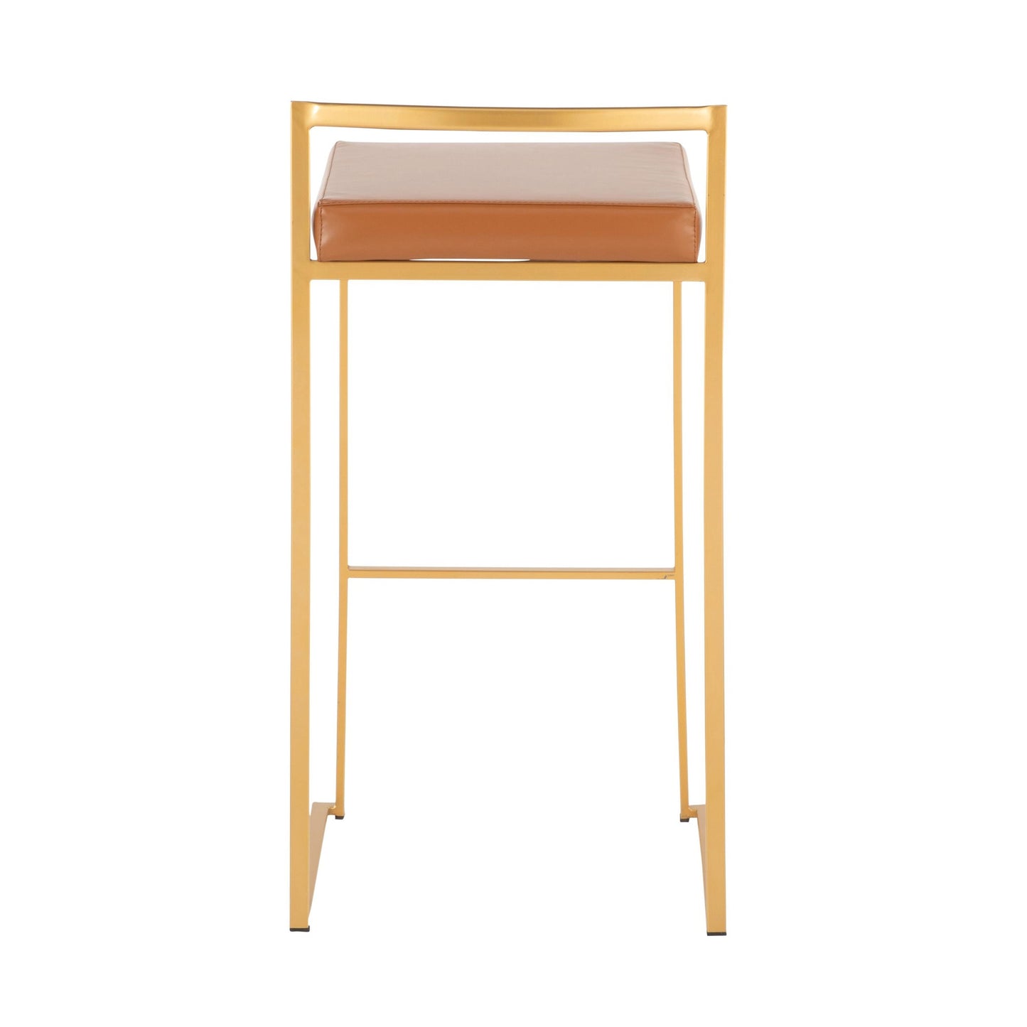 Fuji Contemporary Barstool in Gold with Camel Faux Leather By LumiSource - Set of 2 | Bar Stools | Modishstore - 8