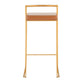 Fuji Contemporary Barstool in Gold with Camel Faux Leather By LumiSource - Set of 2 | Bar Stools | Modishstore - 2