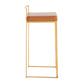 Fuji Contemporary Barstool in Gold with Camel Faux Leather By LumiSource - Set of 2 | Bar Stools | Modishstore - 6