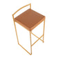 Fuji Contemporary Barstool in Gold with Camel Faux Leather By LumiSource - Set of 2 | Bar Stools | Modishstore - 3