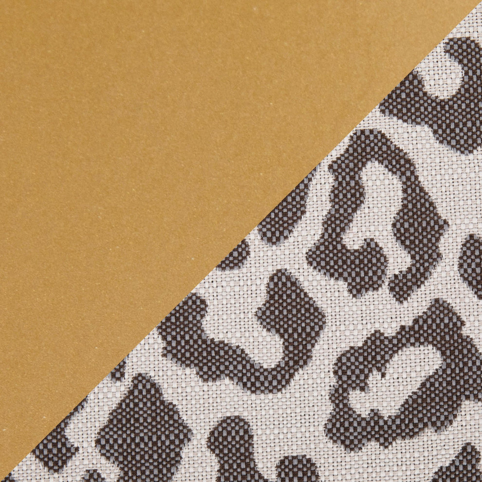 Fuji Contemporary Bench in Gold Metal and Beige Leopard Fabric By LumiSource | Dining Chairs | Modishstore - 2