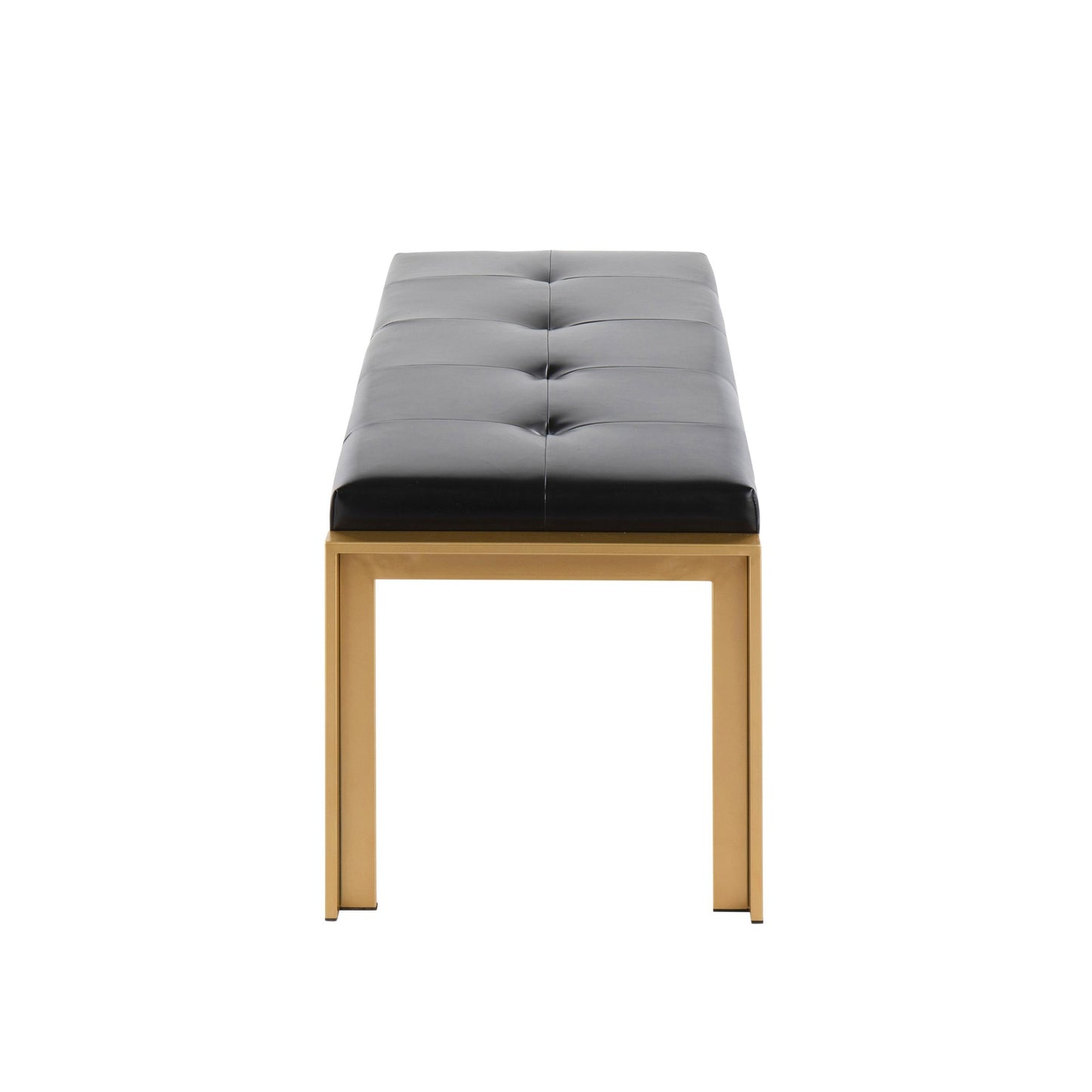 Fuji Contemporary Bench in Gold Metal and Black Faux Leather By LumiSource | Dining Chairs | Modishstore - 3