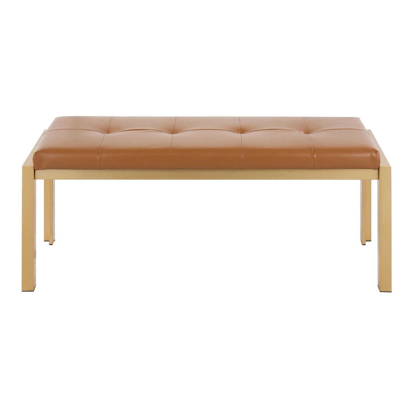 Fuji Contemporary Bench in Gold Metal and Black Faux Leather By LumiSource | Dining Chairs | Modishstore - 11