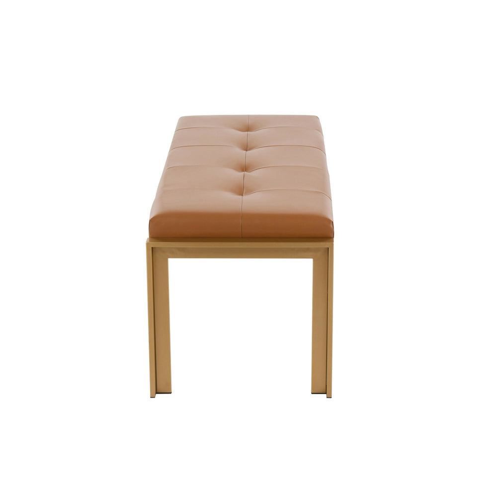 Fuji Contemporary Bench in Gold Metal and Black Faux Leather By LumiSource | Dining Chairs | Modishstore - 9