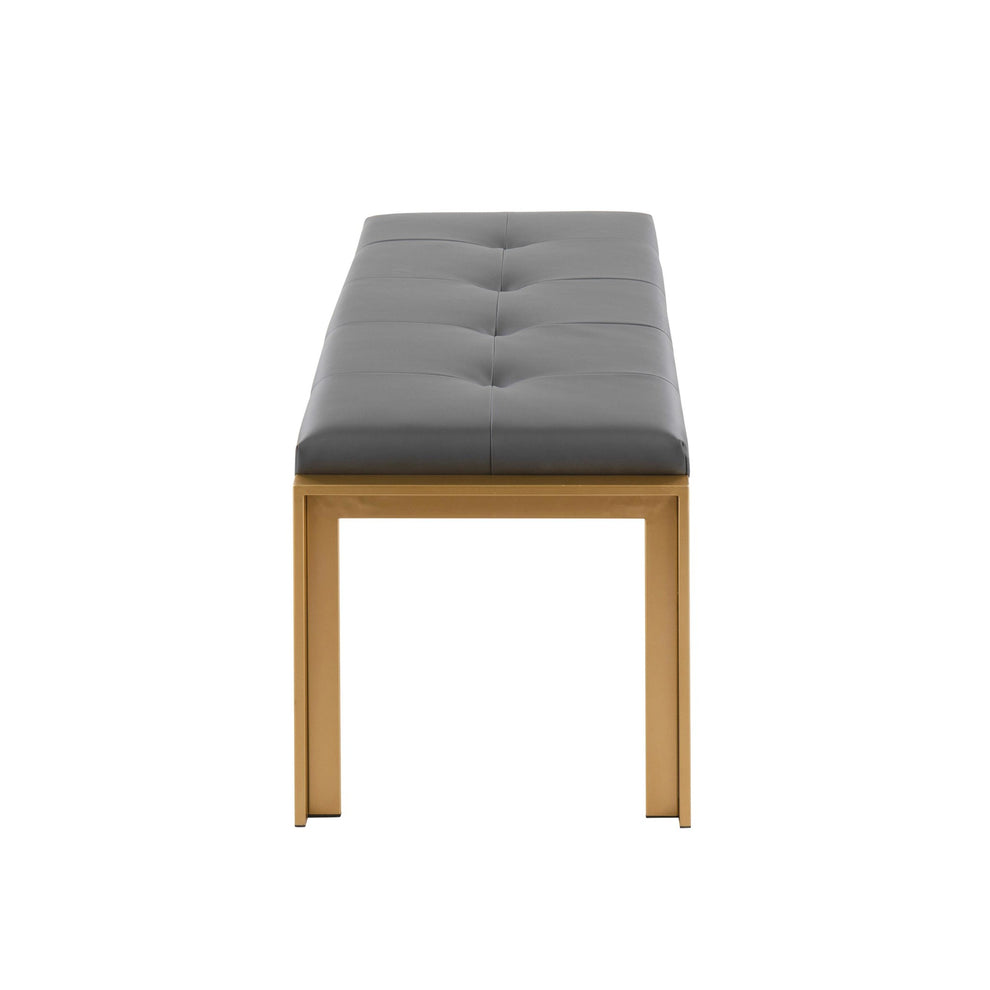 Fuji Contemporary Bench in Gold Metal and Black Faux Leather By LumiSource | Dining Chairs | Modishstore - 16