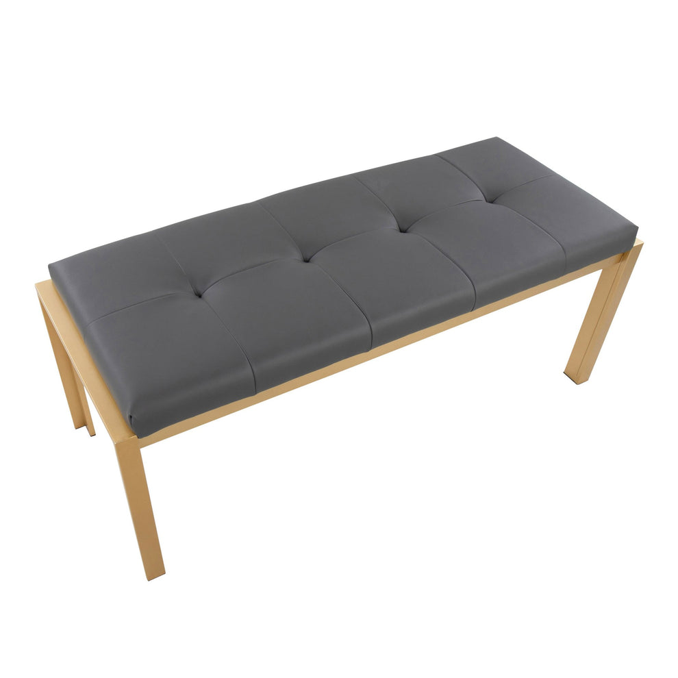 Fuji Contemporary Bench in Gold Metal and Black Faux Leather By LumiSource | Dining Chairs | Modishstore - 19